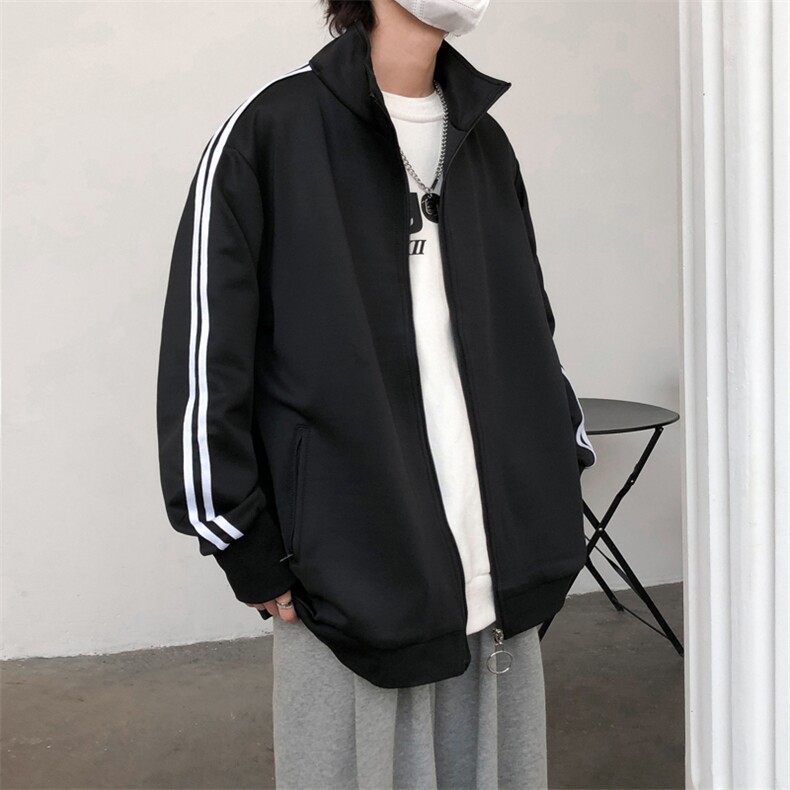 现货开衫卫衣外套男垂感运动服上衣宽松立领夹克A116P65加绒P75,男装夹克,电商A351