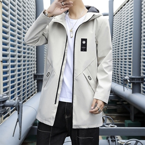 2024主推中长款秋季男士夹克大货风衣外套潮流JK8929-P32,浅兰色风衣怎样搭配时尚图片