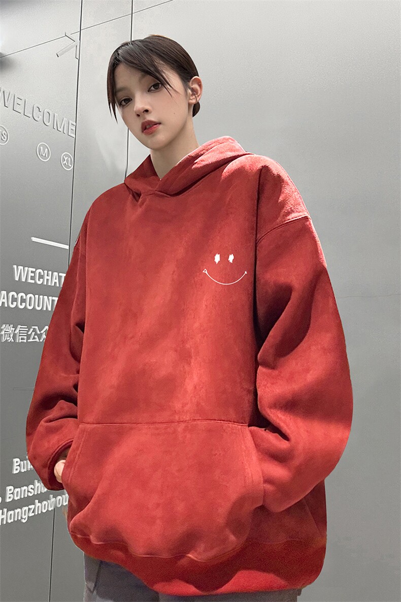 ！麂皮绒连帽卫衣直播品质重磅400克笑脸印花JL7136-P45控78,男装卫衣,星座508（原C305）