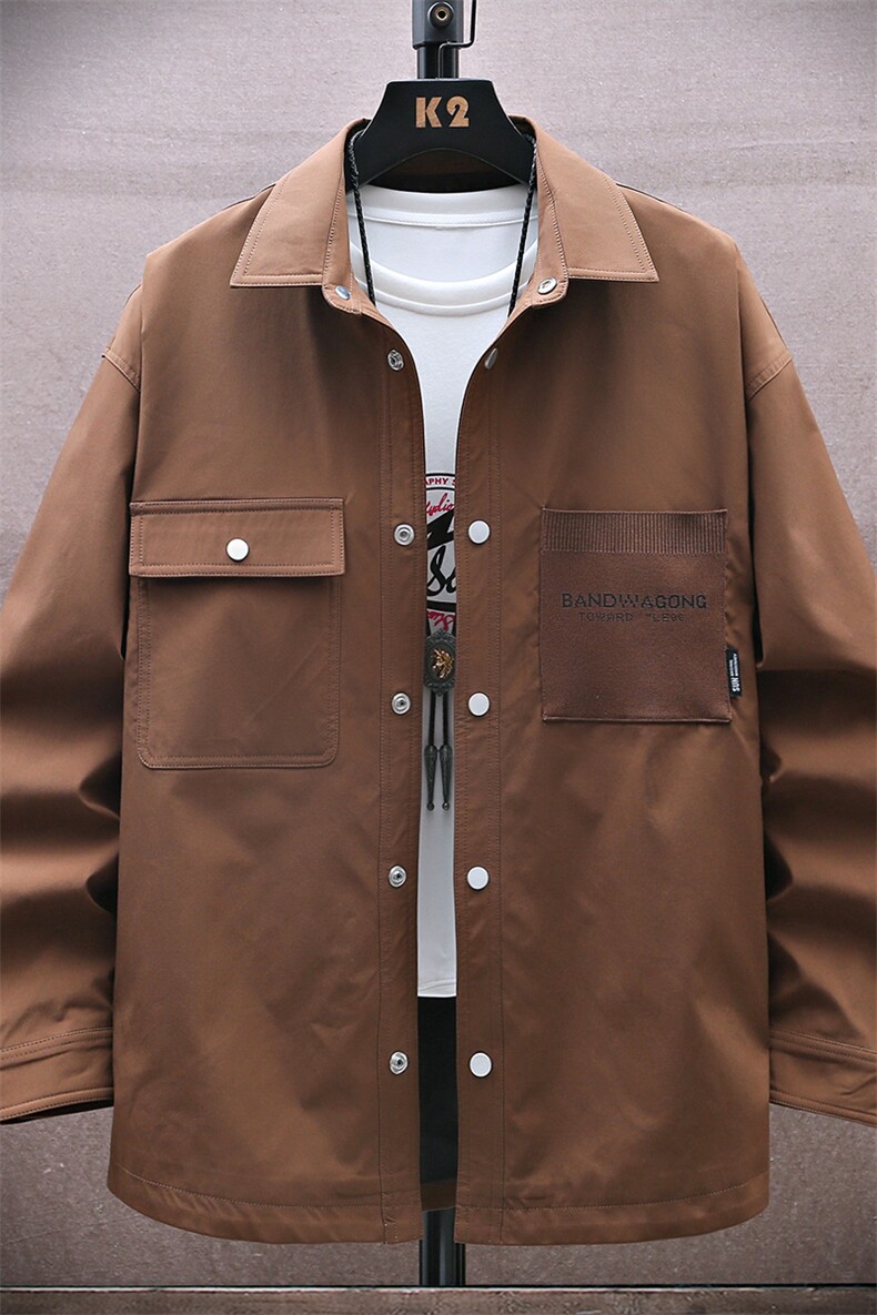 春季新款现货中性风夹克户外纯色衬衫领外套DSA157B-CS01-P55,男装夹克,电商A157B