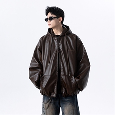 春季新款港风日复古连帽皮衣夹克外套男潮XZ213-JK5000-P88控118，男装夹克，星座213
