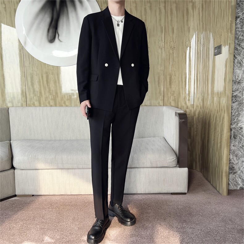 痞帅休闲潮流宽松轻熟风学院风西服套装男士网红外套秋冬款，男装休闲套装，星座505-2（原电商A260-1)