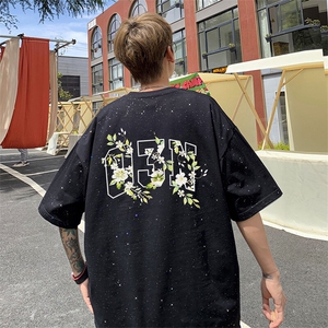 可48小时发货支持抖音得物来样二开 美式满天星亮片短袖T恤MTX634图片