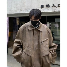 美式复古外套男春秋新款设计感小众高街潮牌宽松休闲工装夹克，男装夹克，星座716-2