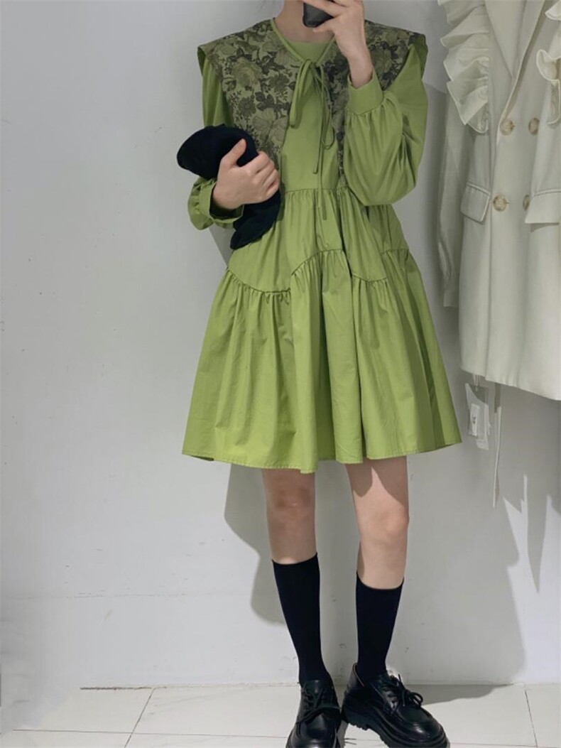 披肩两件套连衣裙，女装连衣裙，驿谷