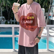 港风圆领青春休闲大码男运动日系原宿潮流男士短袖宽松DT708P25,男装T恤,星座227-7