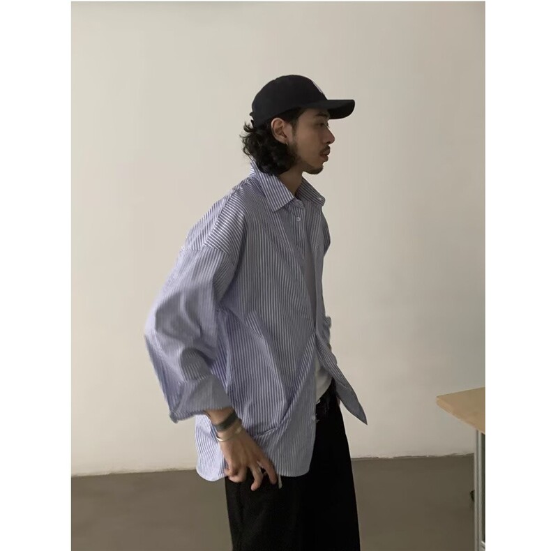 打破沉闷的设计感短款条纹衬衫薄款不热当作防晒衬衣也不错,男装防晒衣,星座506A