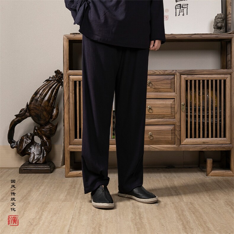 风男装宽松男士麻料休闲长裤KZ01P70,男装休闲裤,钱塘802