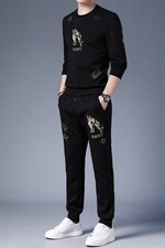 2023春秋季新款男式休闲套装圆领长袖T恤中青年长裤运动两件套，男装休闲套装，电商B212（原钱塘6029）