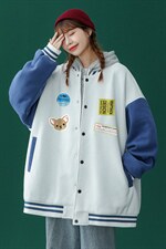 2022春装新款韩版字母印花宽松夹克情侣棒球服外套G84P65控78，男装夹克，A247A