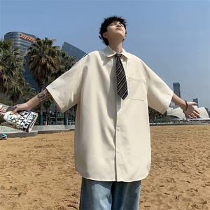 夏季新款衬衫潮流男高级感百搭简约休闲衬衣送领带CS071-P32图片