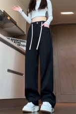 特批P40无差价秋季美式纯色拖地裤男肌理感中性时尚阔腿长裤K1488，男装休闲裤，电商A001-1