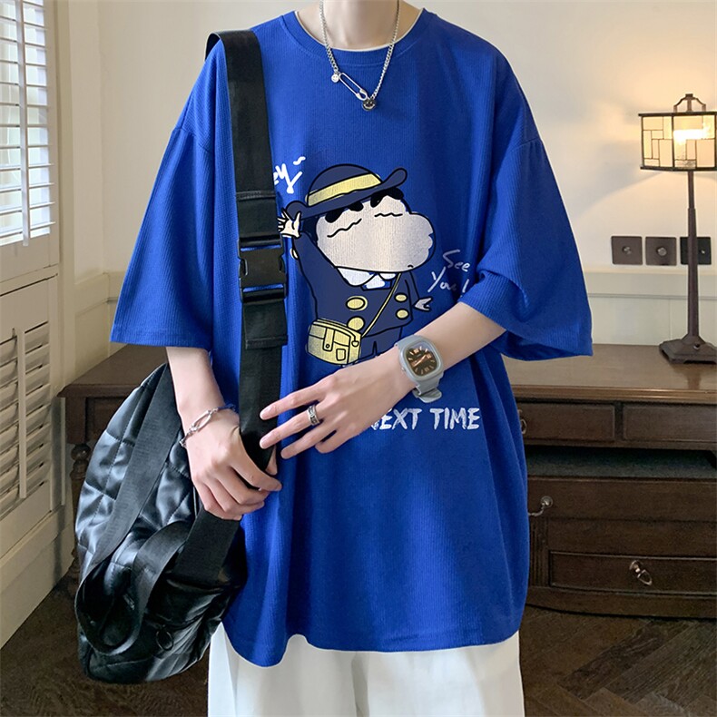 蜡笔小新华夫格t恤男短袖男大码五分袖酒店风HT73240-P22,男装T恤,电商A040