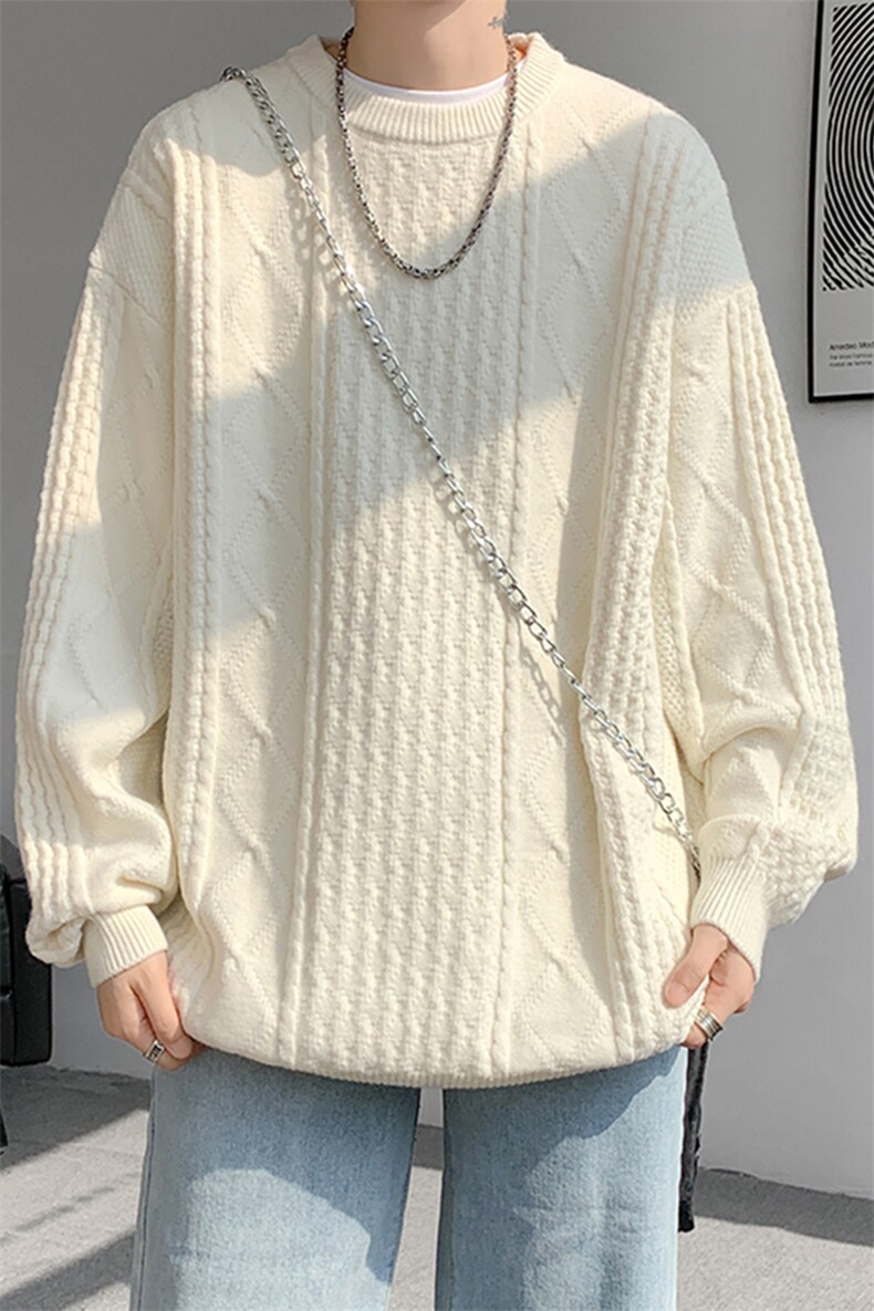8XL-M圆领毛衣男秋冬季宽松慵懒套头麻花针织衫毛线衣MY19005P68,男装针织衫/毛衣,电商B312