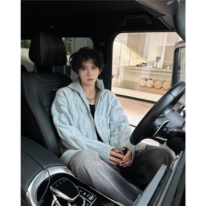 慵懒风麻花毛衣外套男冬2024新款宽松百搭针织开衫上衣MZ640-P76图片
