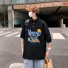 PL57077-P35翻领短袖polo衫男大码胖子半袖t恤男有领保罗衫模特，男装Polo衫，电商A040