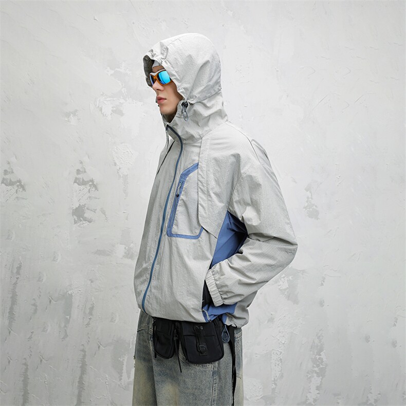 311B-1-25078-P85控158潮牌新款拼接夹克户外防水带帽休闲上衣,男装夹克,星座311B-1