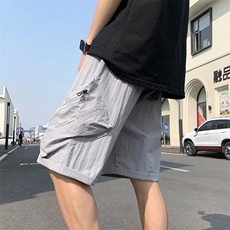 港风纳米皱工装运动冰丝休闲裤高街五分裤宽松直通短裤DK207P40，男装休闲裤，星座1204-3