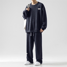 时尚百搭休闲垂顺重磅条绒套装TZ813-特批98，男装休闲套装，星座718