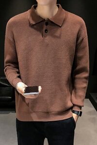 MY07衬衫领毛衣男厚款冬季加厚韩版潮流网红个性针织衫图片