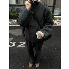 宽松休闲羊羔毛撞色短款呢料大衣D328-YY29-P138，男装风衣，电商D328