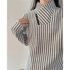高品质春装新款老钱风美式高街鱼骨纹斜拉链解构高领卫衣长袖t恤，男装T恤，电商A486