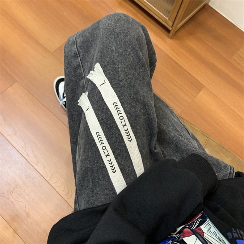 美式牛仔裤男直筒宽松潮牌男生高街阔腿长裤子XN818-P42,男装牛仔裤,星座1001-1