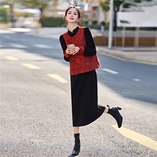 2026年春季新款女装时尚气质新中式套裙晚宴婚礼服两件套，女装套装/套裙，关键词
