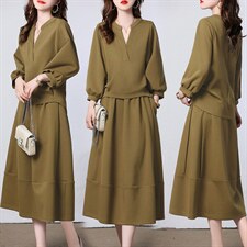 现货套装裙2024年秋季新款女装时尚休闲两件套，女装套装/套裙，关键词