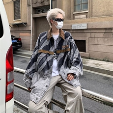 美式复古破洞牛仔外套男女春秋新款高街潮牌做旧宽松夹克8616-p72，男装夹克，星座1008
