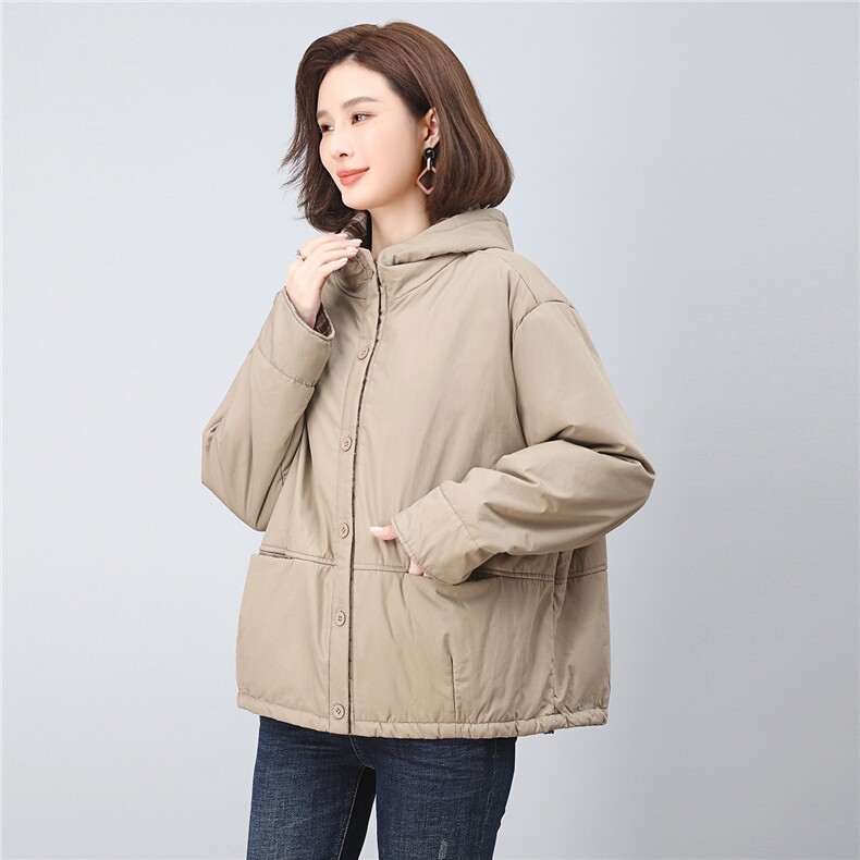 25平新款两面穿棉衣外套女，女装大码女装，奕阳依阁
