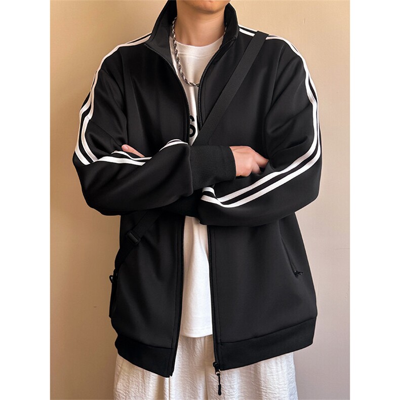 现货开衫卫衣外套男垂感运动服上衣宽松立领夹克A116P65加绒P75,男装夹克,电商A351