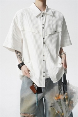 CS1140特-特批40控78肌理纹oversize宽松情侣短袖短袖大码衬衫，男装T恤，电商A059