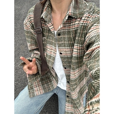 400G磨毛秋冬新款格纹翻领衬衫加厚磨毛格子外套CS316-P45，男装衬衫，星座301C-5
