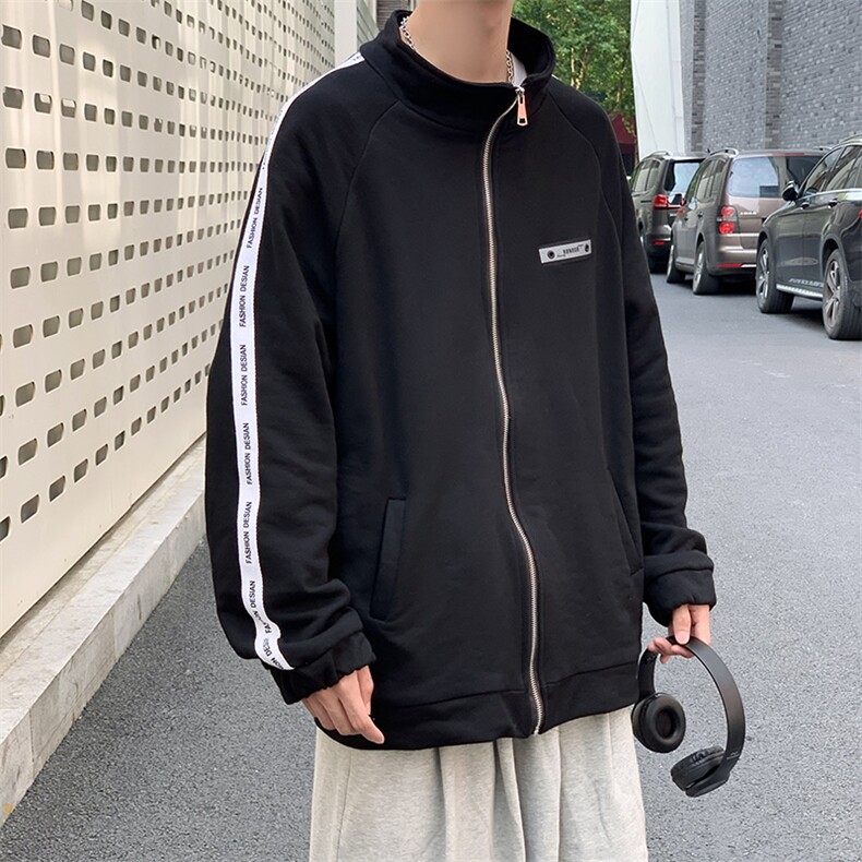 WY2022-P65秋装新款百搭男士开衫卫衣男宽松潮流大码外套图片
