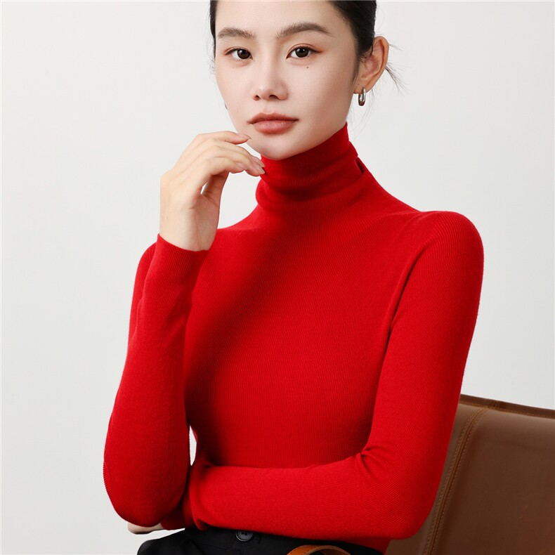2025年秋季新款十八针一线堆堆领羊毛衫时尚休闲通勤百搭,女装羊毛衫,戎洋