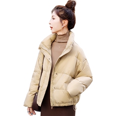 短款羽绒服女冬季2025新款休闲百搭立领面包服宽松显瘦白鸭绒外套，女装羽绒服，欣美人