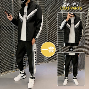 立领夹克一套搭配帅气青少年潮流工装卫衣套装男机能开衫D01P70图片