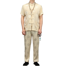 唐装短袖套装夏季中老年爷爷汉服爸爸风男装老年人衣服，男装民族服装，电商B212（原钱塘6029）