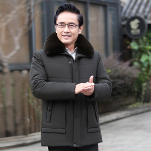 8816/ 爸爸棉衣有大码中老年冬装外套中长款加绒加厚保暖棉服图片