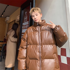 冬季立领pu皮羽绒棉服男外套M2881钢印P85直播，男装棉衣，星座1904A