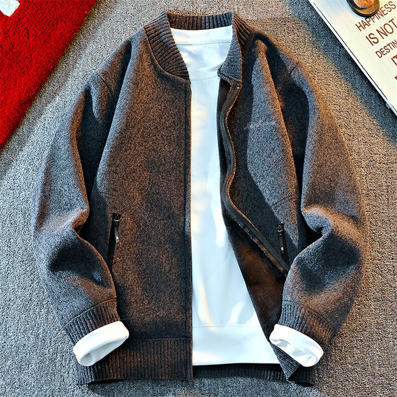 春秋新款棒球服男毛衣针织开衫上衣外套宽松毛线衫8937P41,男装针织衫/毛衣,星座1706