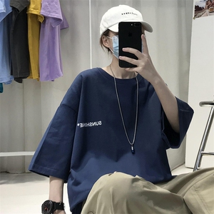 115A-T06 S-5XL男女休闲圆领短袖T恤衫印花10色选图片