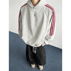 春装新款高品质男女美式高街结构全棉纯色宽松织带连帽卫衣CM23，男装卫衣，电商A486