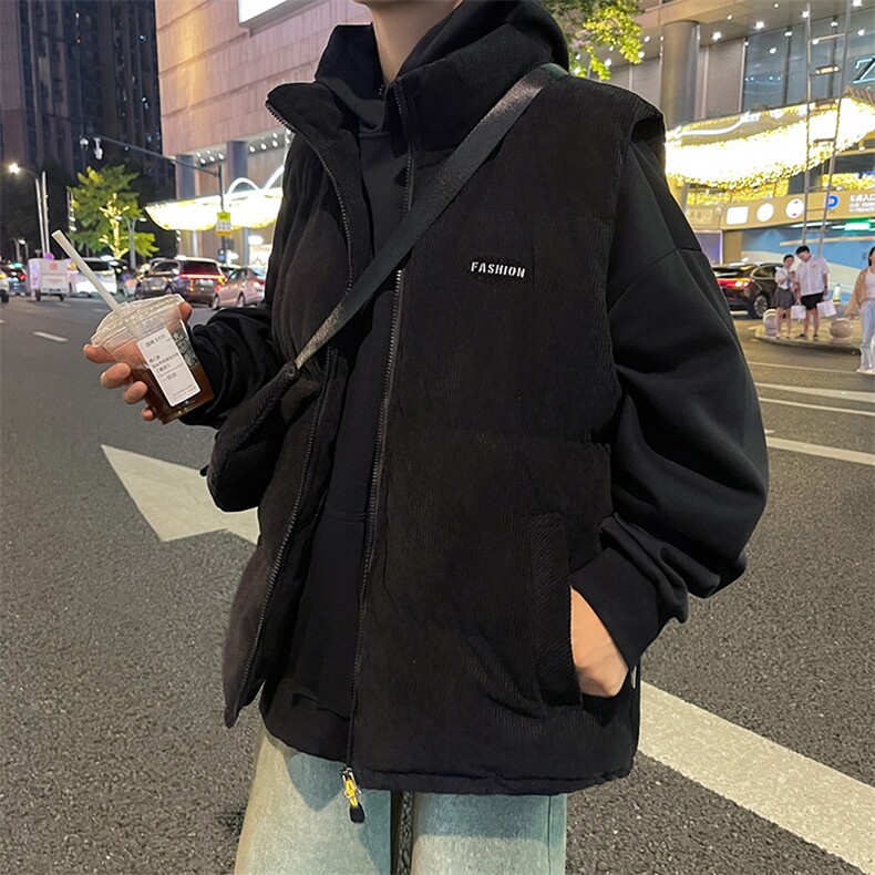 秋冬季港风灯芯绒棉衣马甲潮流宽松加厚保暖潮流棉服男BYM05P65,男装棉衣,电商A086