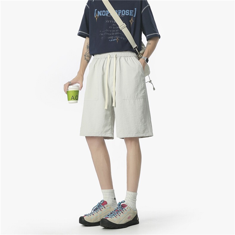 简约冰丝休闲短裤男夏季日系复古沙滩五分裤宽松大码cityboy裤子,男装牛仔裤,星座506A