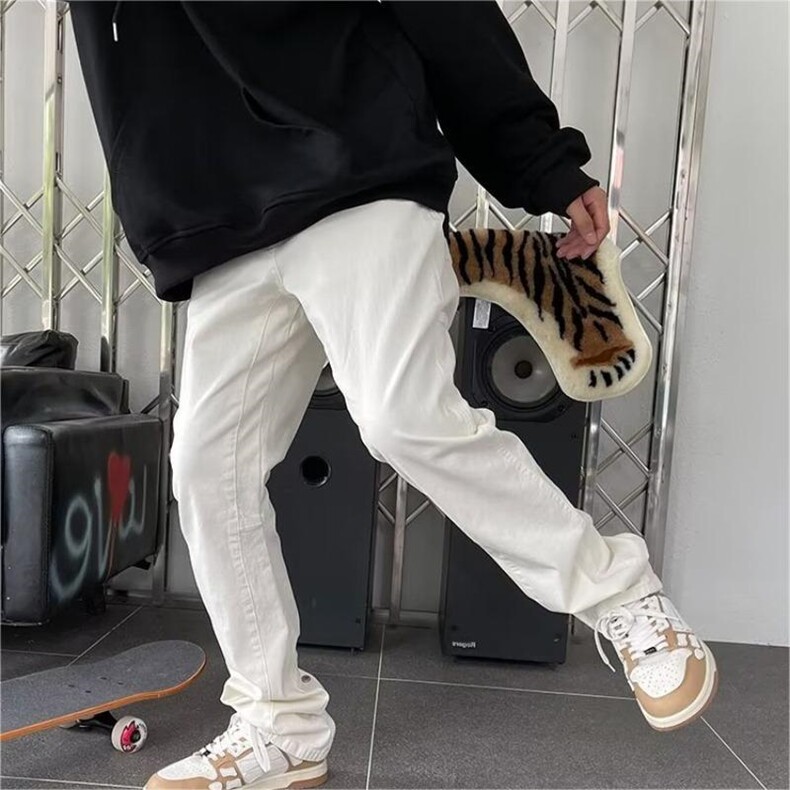 1506/QK9550/P46美式高街vibe风纯色宽松显瘦微喇叭直筒休闲长裤,男装休闲裤,星座1506