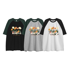白底23新款夏季白底宽松潮流圆领印花时尚短袖T恤DT6365P35控58，男装T恤，电商A268-1