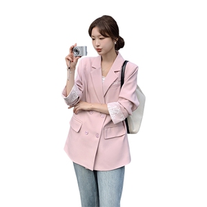 高级感双排扣西装外套女2025春季新款韩版气质通勤灰色休闲小西服图片