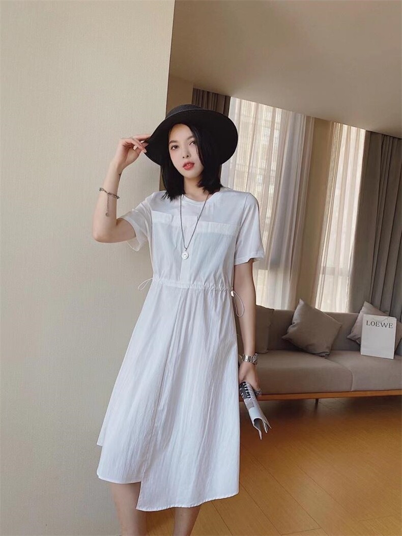 ［爱美欧］夏季新款拼接收腰连衣裙，女装连衣裙，爱美欧